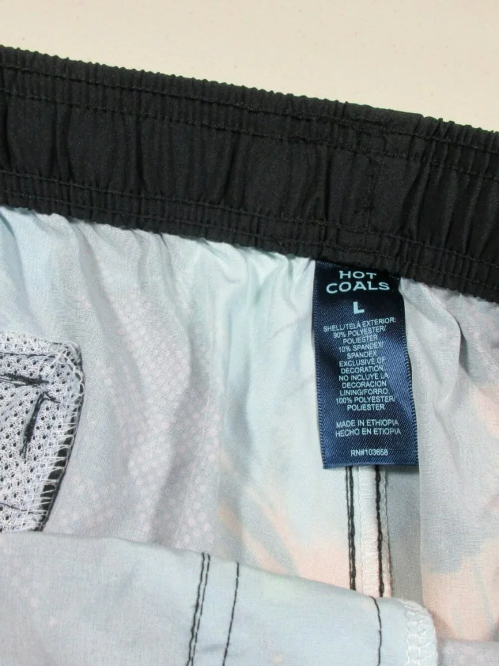 Hot Coals mens colorful unlined Hawaiian swim trunks L EUC